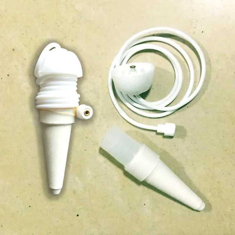 White ceramic and PP self-watering seepage device with 78cm pipe, 11cm height, 3cm diameter for potted plants