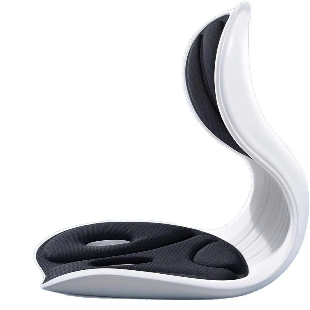 Japanese-style waist support seat cushion with lumbar pillow in grey solid colour