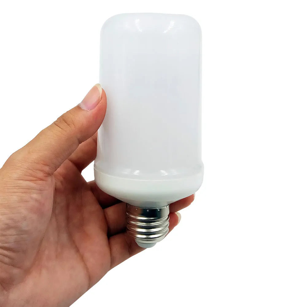 Decorative LED flame effect bulb with flickering light on an E27 fitting
