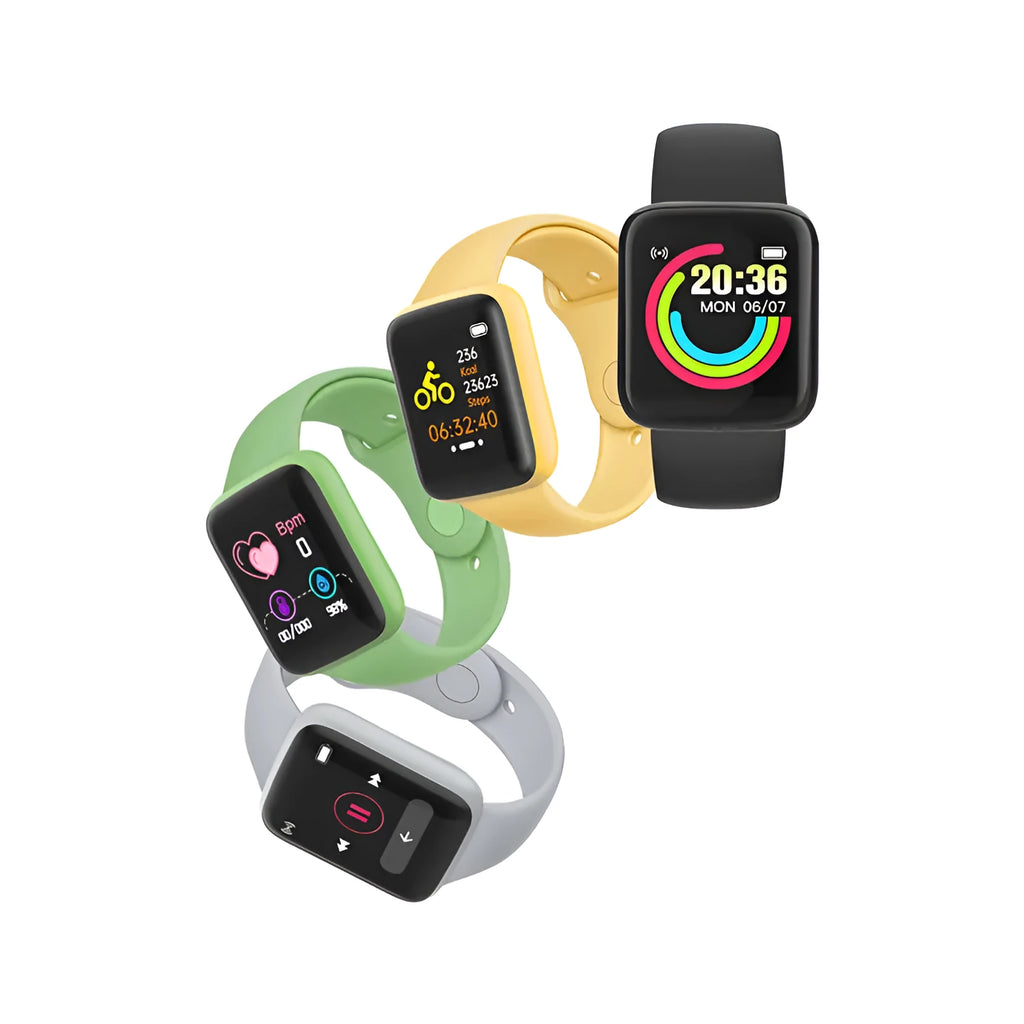 1.44 inch touch screen smart bracelet with silicone strap, heart rate and blood pressure monitor, step meter, available in eight colours