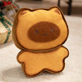 Cute toast kitty doll plush toy with soft PP cotton filling, caramel colour, happy cat expression, 30cm height