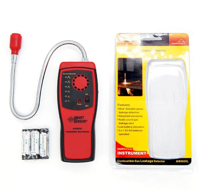 AS8800L portable flammable gas detector with LED lights and compact design for methane and natural gas detection