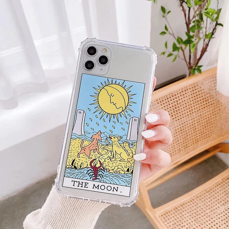 Retro cartoon graffiti design phone case for iPhone in sun and moon colours