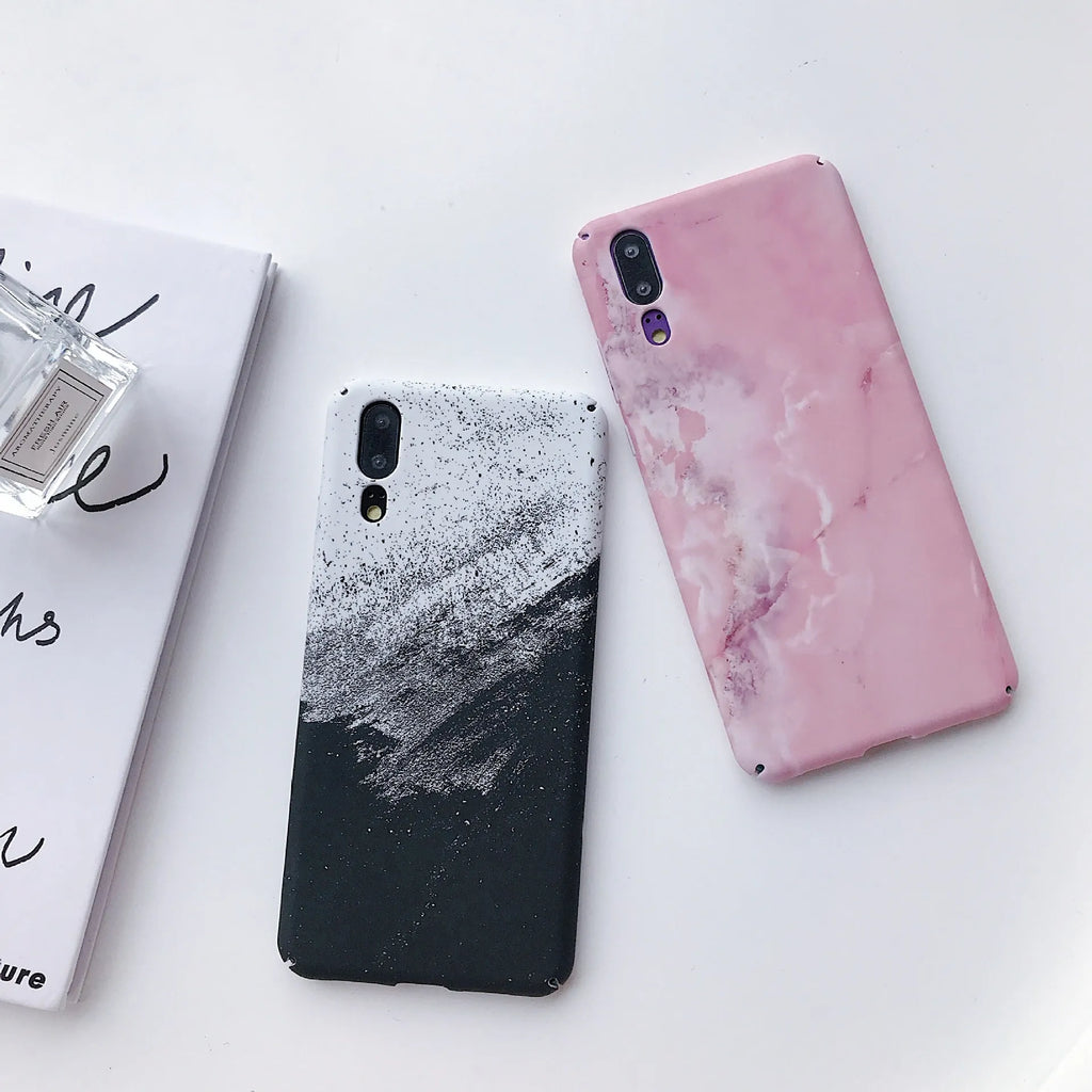 Painted pure colour phone case for Huawei and Honor smartphones in black and pink options