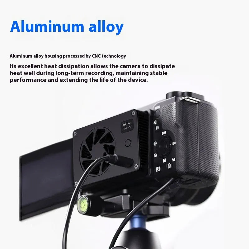Black aluminium computer radiator with cooling fan measuring 89mm by 52mm