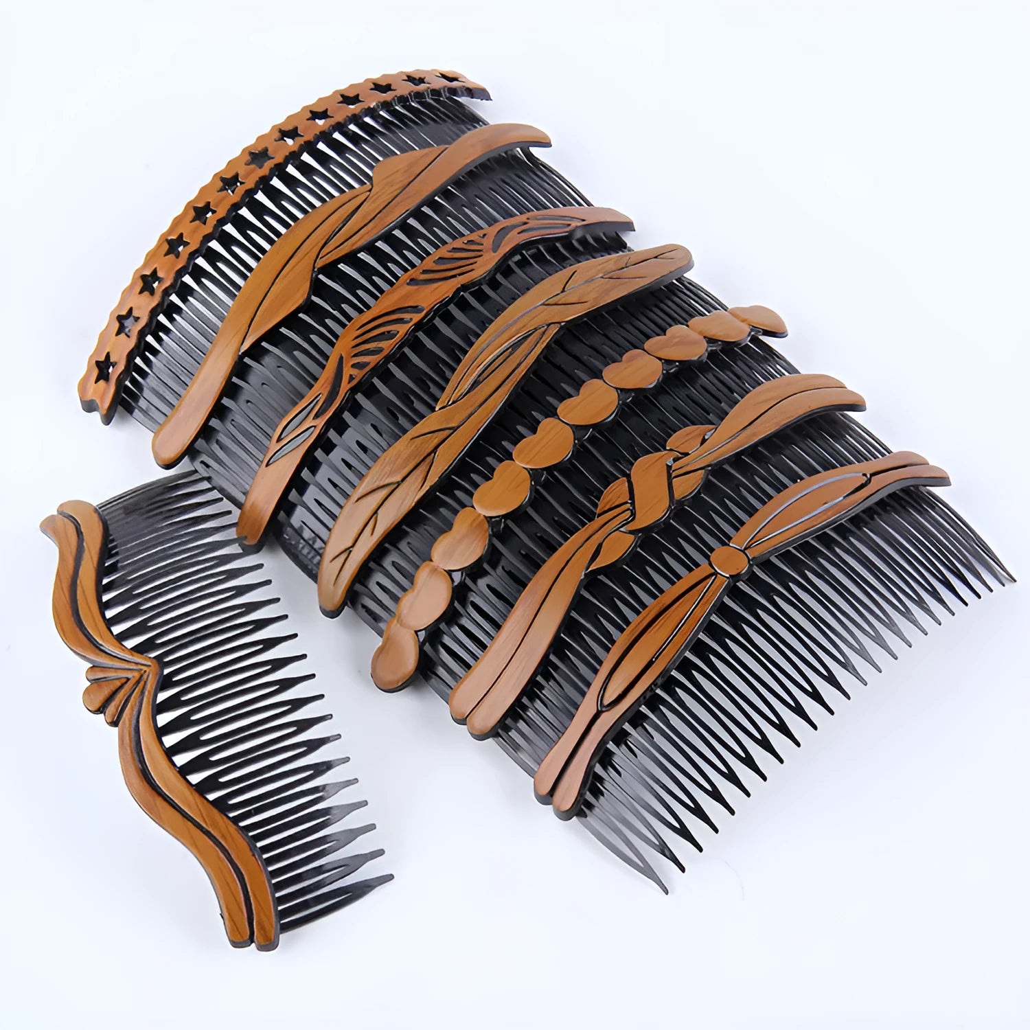 Fashion retro plastic resin hair comb in Korean style for women, available in multiple colours