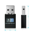 Black 300M mini USB WiFi adapter with RTL8192EU chip, measuring 3.3 x 1.5 x 0.7cm, for Windows, Linux and MAC OS