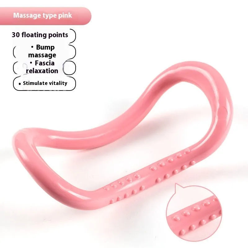 Yoga four piece fitness set with leg stretcher, foot pedal device, yoga ring, and figure eight tension rope.