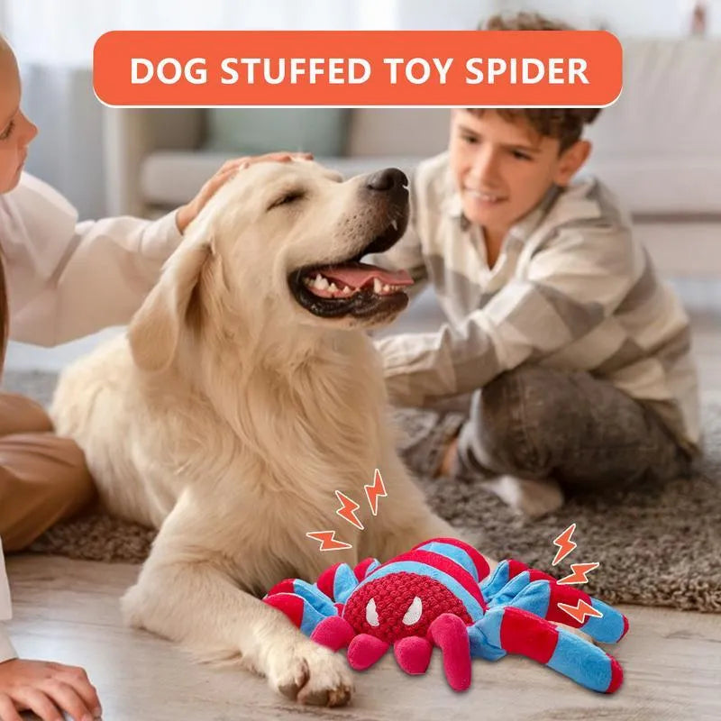 Red plush teddy bear dog toy for medium and large breed chewing and teeth cleaning