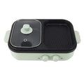 White dual-use electric caldron and frying oven with mechanical controls, compact design for 2-3 person households