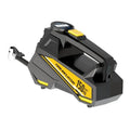Black portable car tyre inflator with digital display and hose, shown with 12V power plug