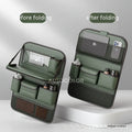 Leather car seat storage bag with foldable dining table in obsidian black colour