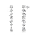 Pair of 925 silver tassel irregular asymmetry drop earrings with electroplated finish on white background