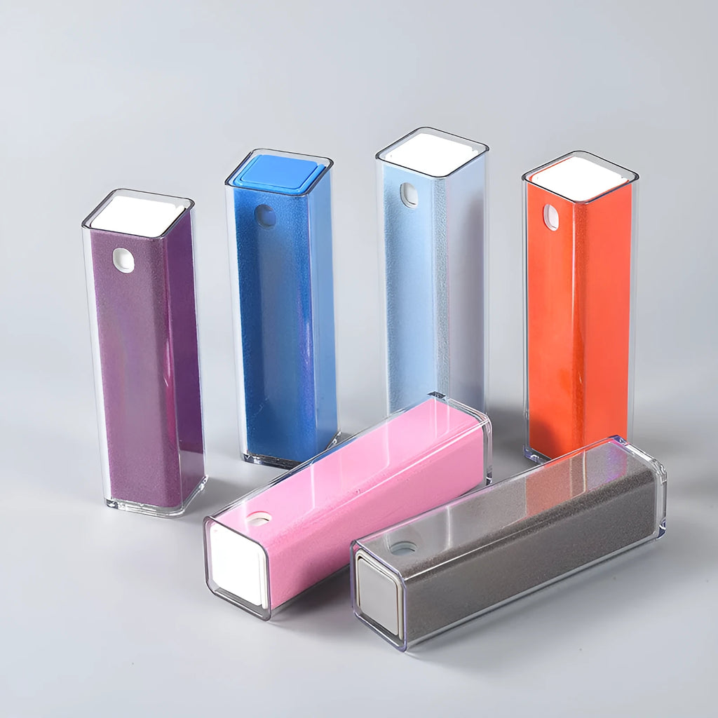 Phone screen cleaner spray tool with 15ml square tube bottle in protective shell for mobile phone and tablet cleaning