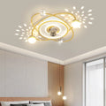 Ceiling fan light with remote control, PC blades, acrylic lampshade, black or gold, 53 cm overhead fan lamp