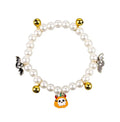 Halloween cat collar with simulated pearl necklace decoration showing three pumpkin design options