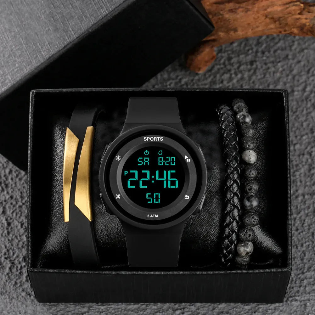 Quartz watch and bracelet set with 40mm alloy dial and strap pointer display