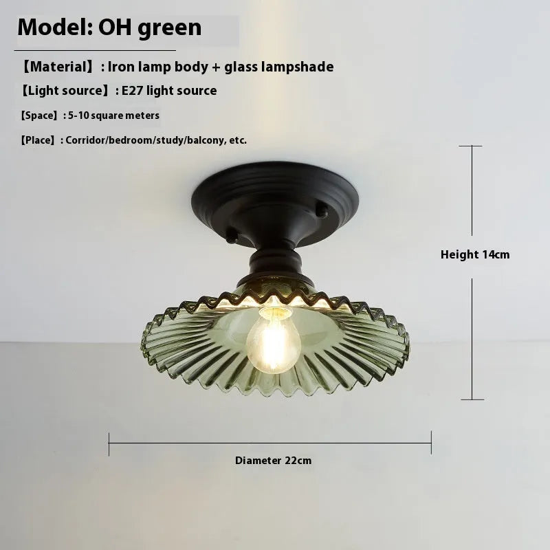 American retro-style single-head wall or ceiling lamp with clear glass cover for hallway lighting