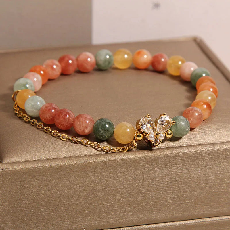 Crystal bracelet with Fu Lu Shou V-shaped zircon charm in cartoon style for women