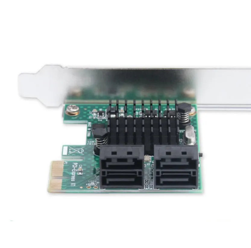 PCIE to SATA3.0 extension card with four SATA3.0 ports, green PCB, 120mm baffle size
