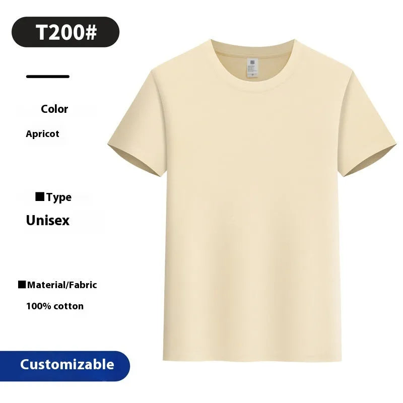 Round neck pure cotton summer T-shirt in solid colour loose pullover style for youth