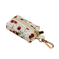 Red cherry print dog collar and leash set with light gold buckle and detachable bow strap