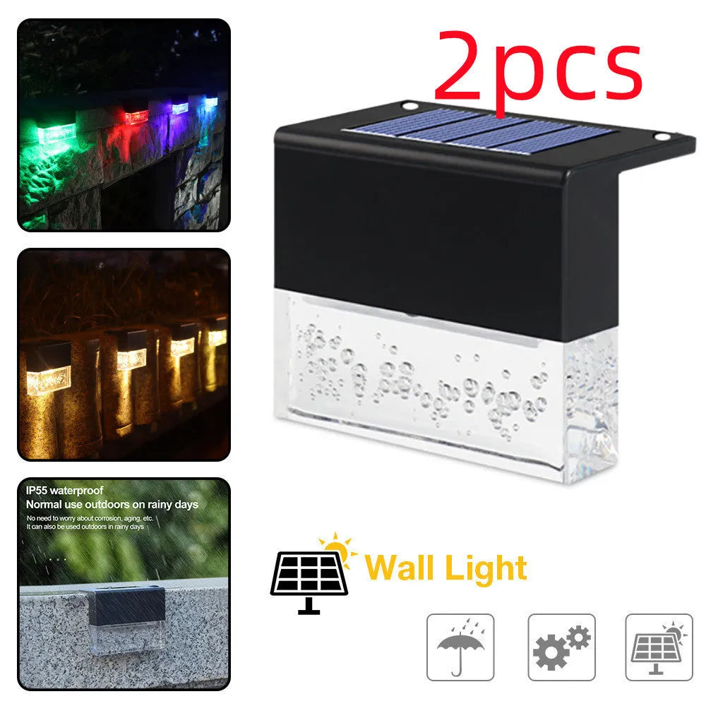 Waterproof RGB LED solar step light with crystal-like amber colour ABS plastic IP65 650 mm for garden path