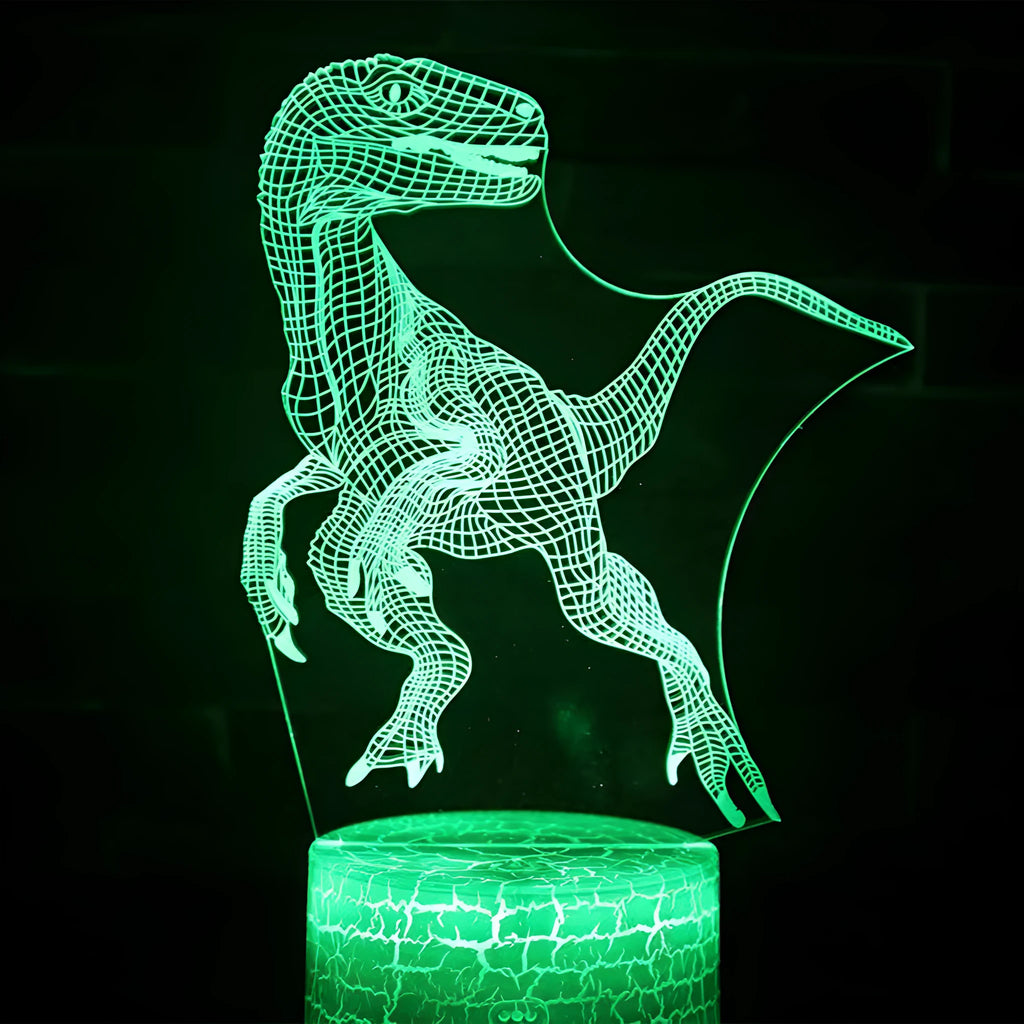 Dinosaur touch night light with acrylic shade, seven light colours, USB powered, 225x135x4mm
