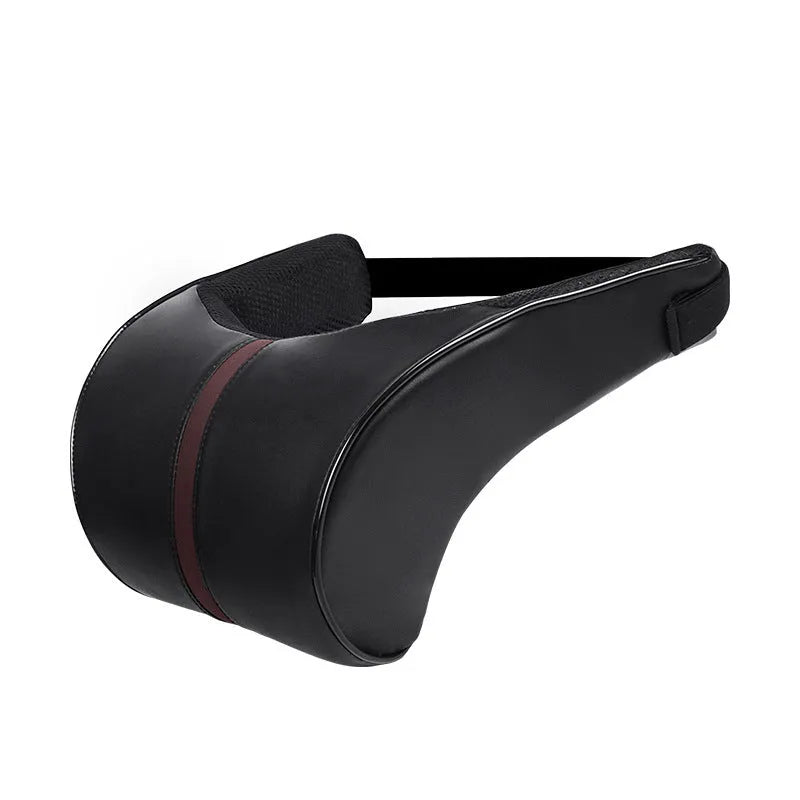 Memory foam car headrest with leather exterior in solid colour options