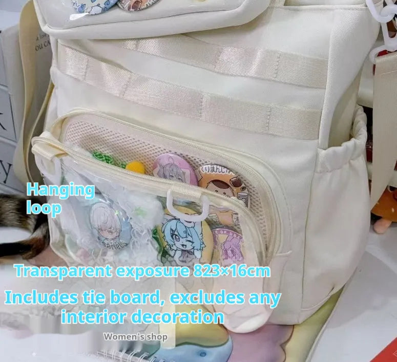 Large capacity Oxford cloth tote bag for women in light blue with sandwich pocket and shoulder strap