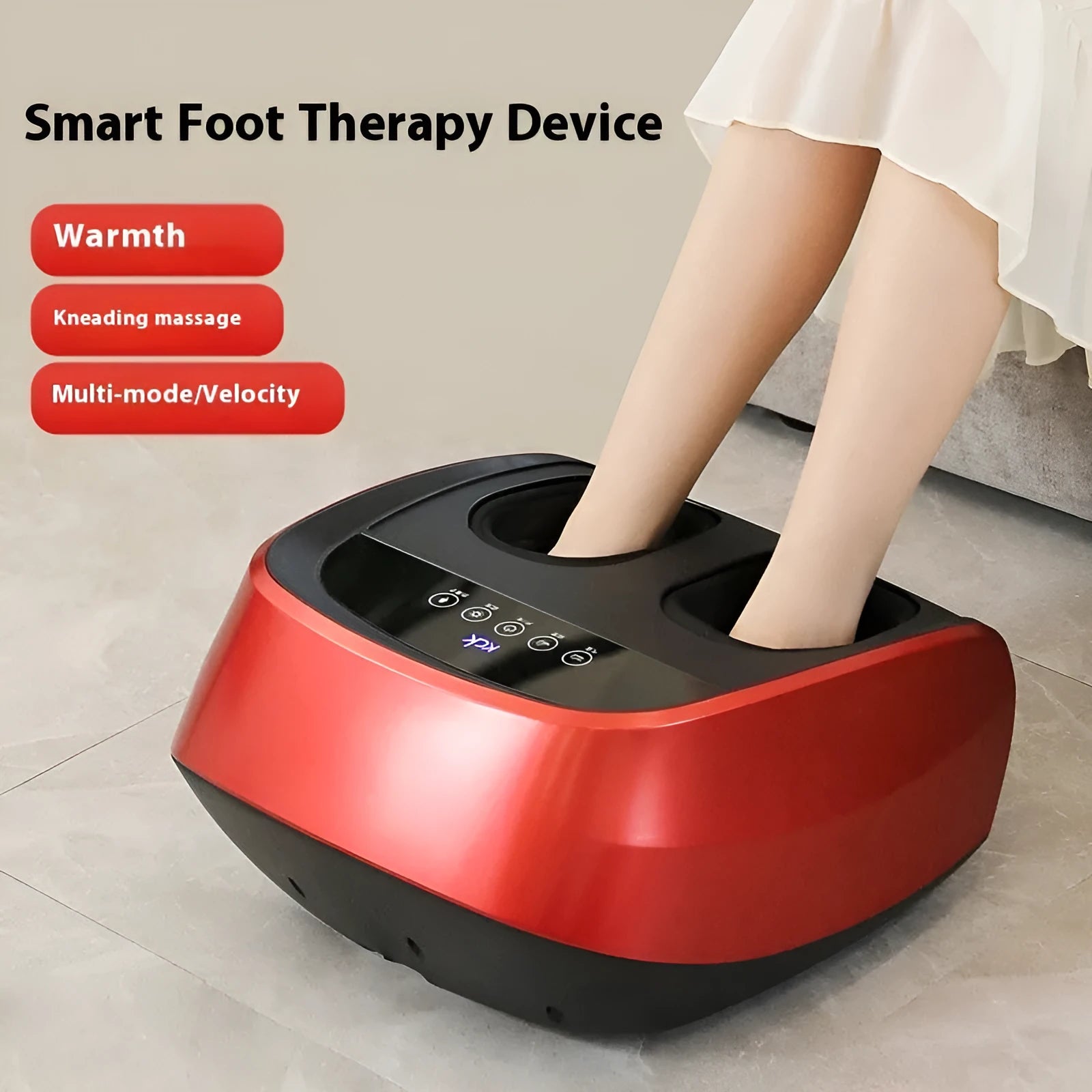 Flip automatic smart foot massager in red colour on a white background.