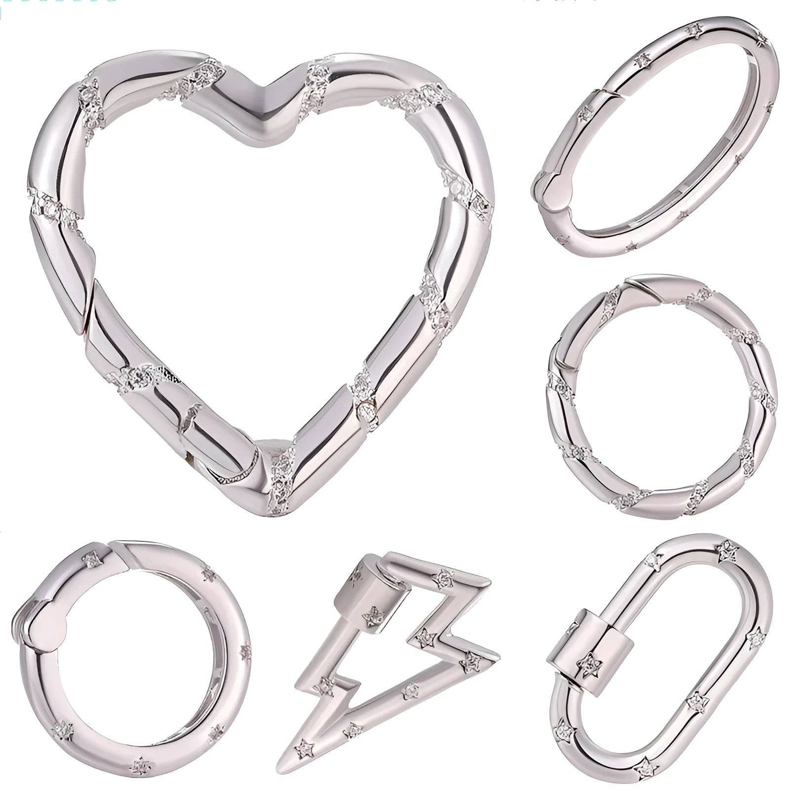 Copper climbing buckle with electroplated gold finish, shown as a heart spring fastener.