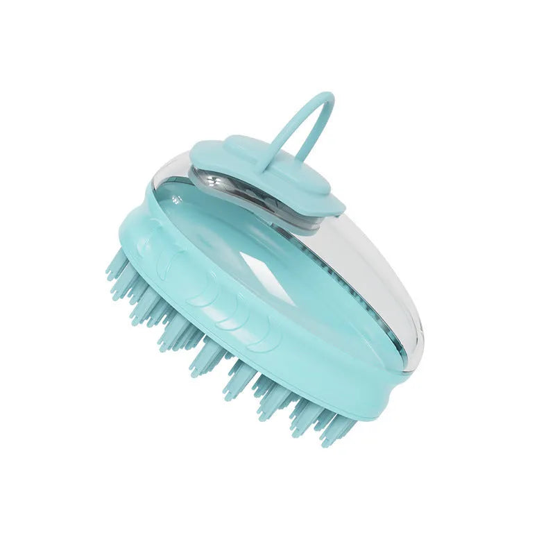 Pet bath brush in TPR and PP, 7.8 x 8.8 x 10.2 cm, blue and green, dog rub massage tool