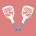 Large white plastic cat litter scoop with a deep bowl and multiple drainage holes.