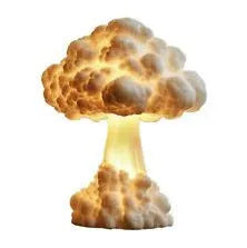 Modern atomic bomb mushroom cloud shaped table lamp with USB cable.