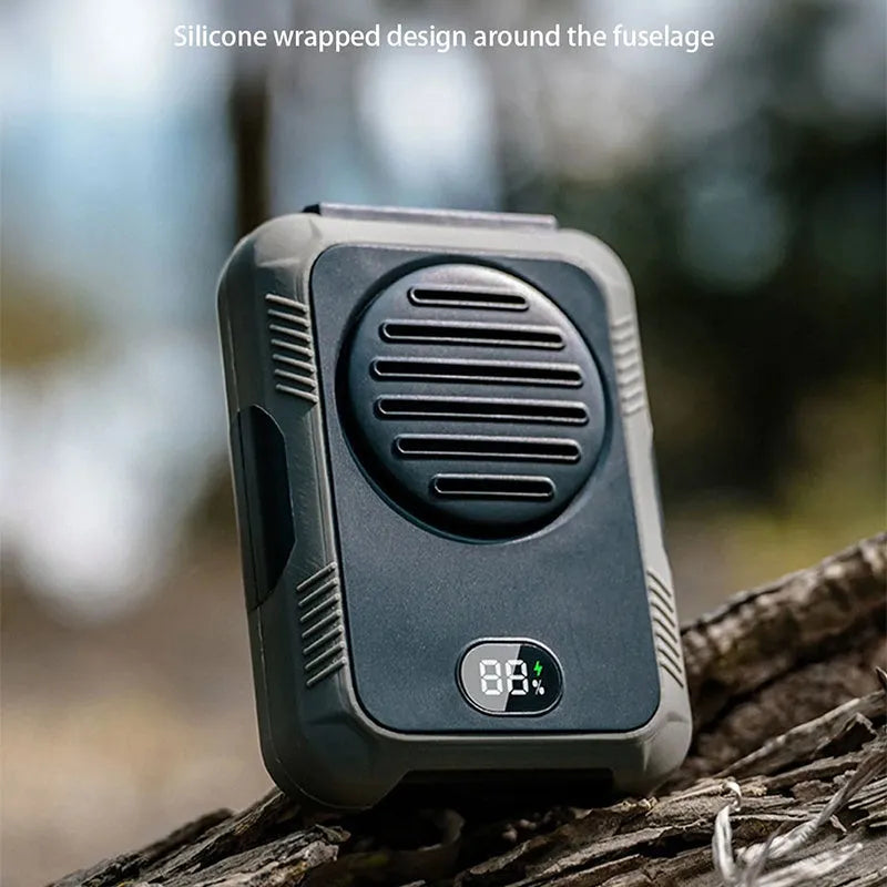 Green leafless waist hanging fan for outdoor sports with USB charging port