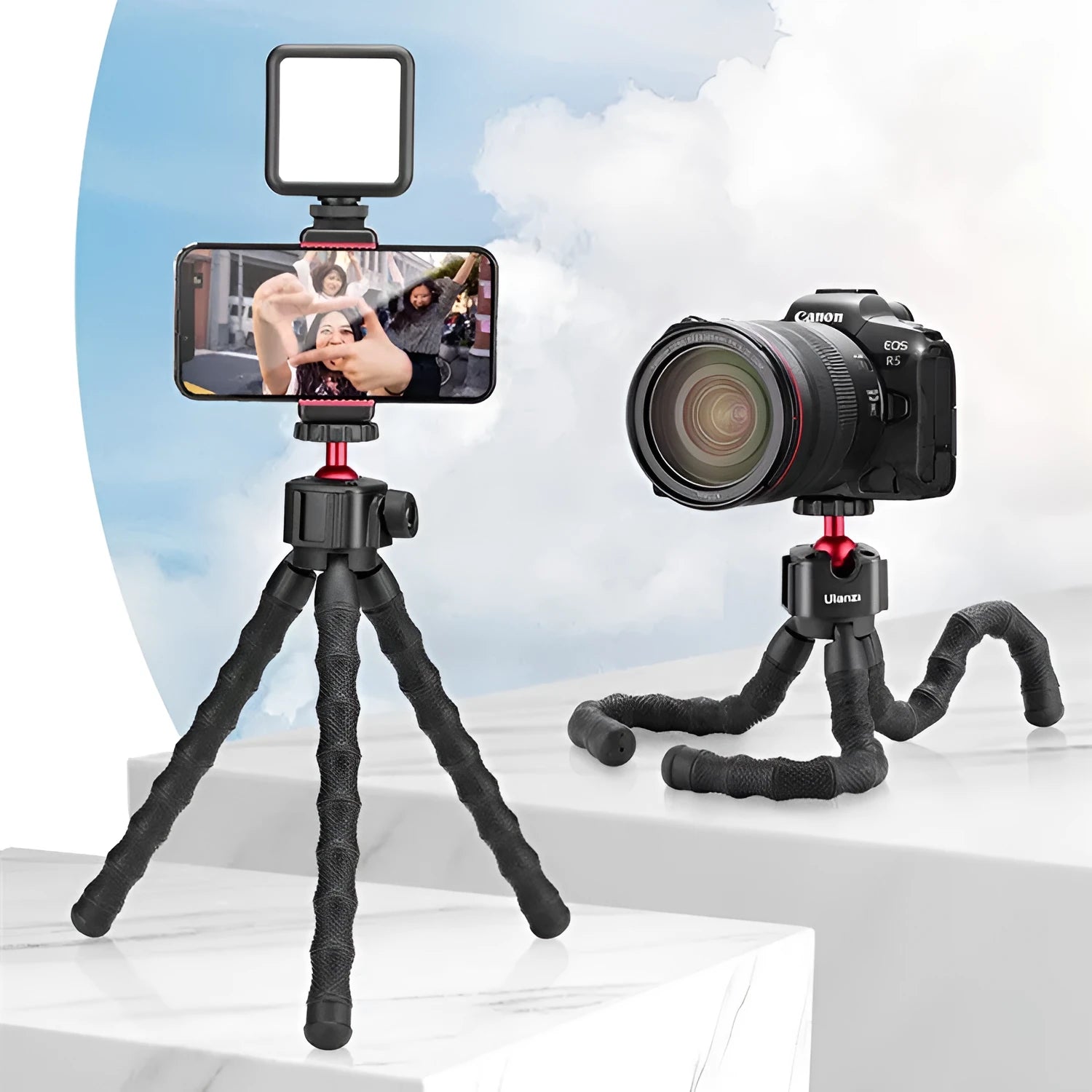 Multifunctional photography and video live vlog suite with a tripod in 2985 set colour.