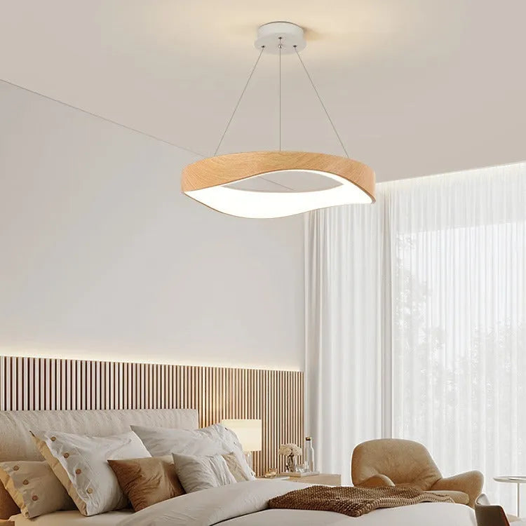 Nordic creative wood grain chandelier 40cm modern simplicity home lighting fixture for bedroom dining room
