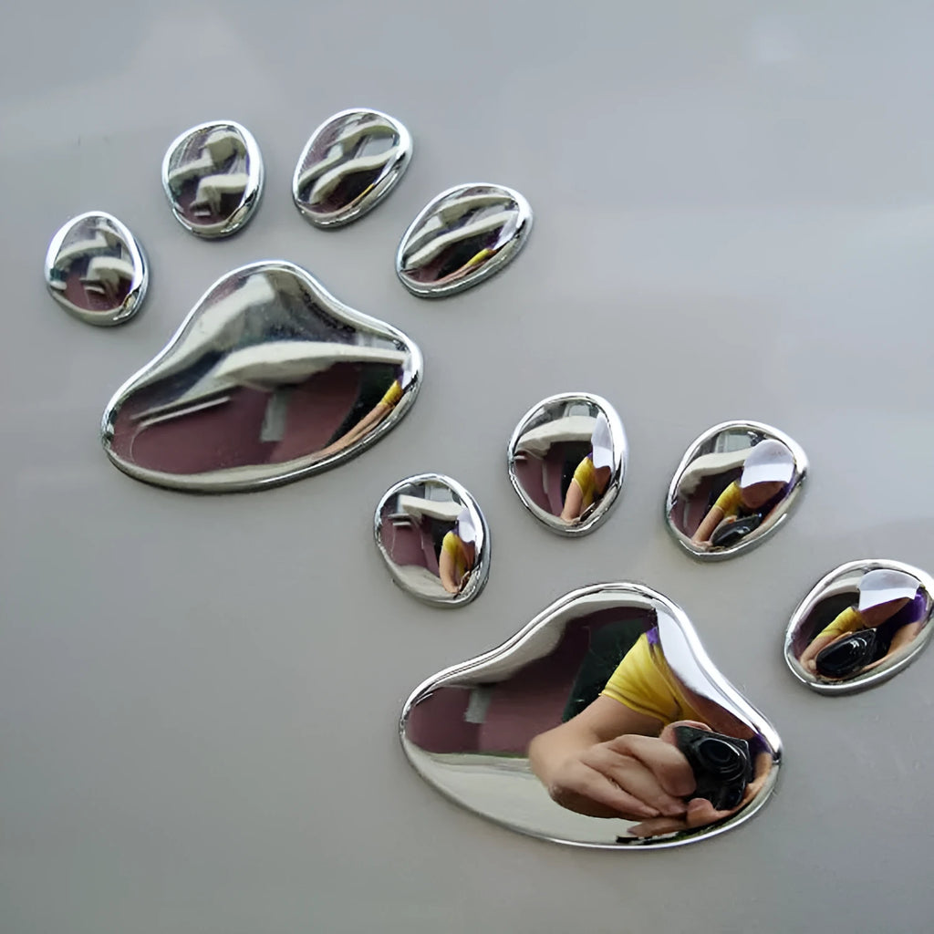 PVC car sticker with hand-shaped brush design showing dog footprints for bumper scratch concealment