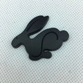3D stereo rabbit zinc alloy metal car logo emblem in large 6.7cm size with raised design