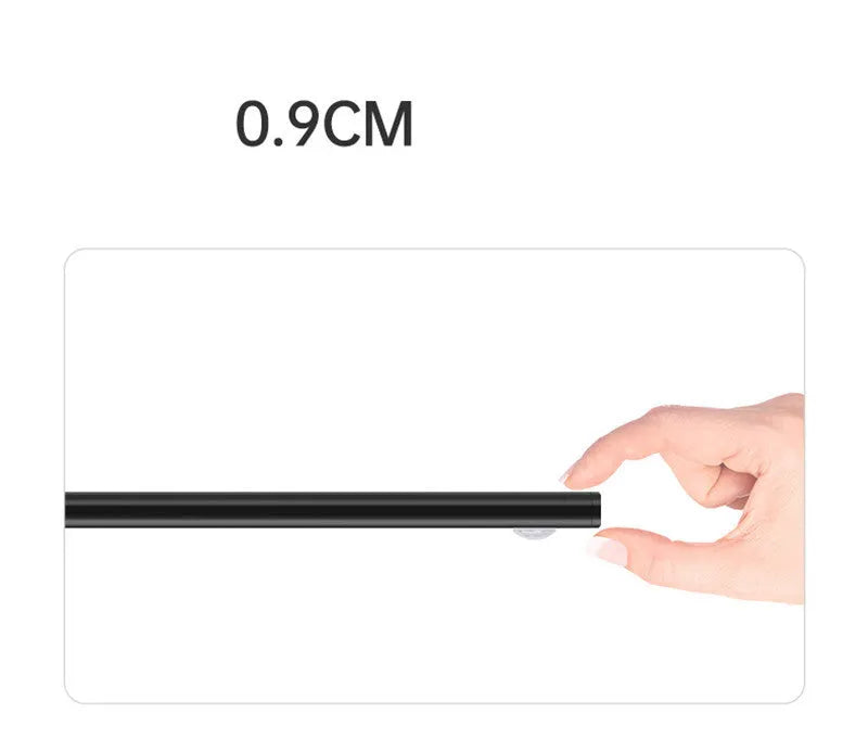 Rechargeable cat's eye hill corrugated LED light strip in black or silver with magnetic mount.