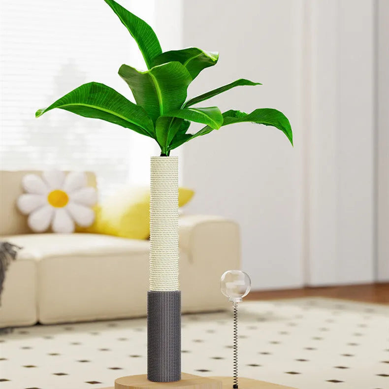 Wooden vertical cat scratching post in canna colour, one-item independent packaging