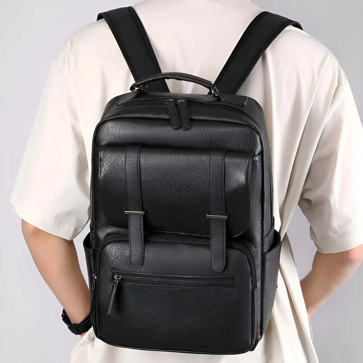 Men's waterproof PU travel rucksack 40x28x18cm with air pillow belt in amber brown, cold black or khaki