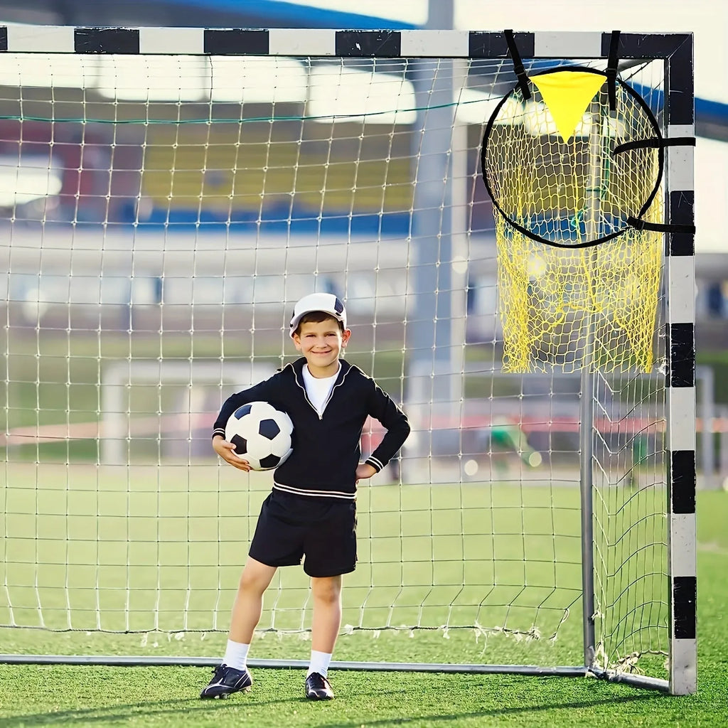 Portable 4-foot wide soccer training goal net in yellow colour for practice sessions