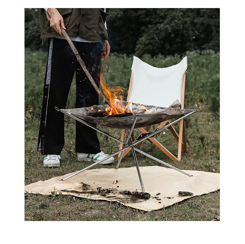 Silver stainless steel barbecue grill with cooking grate, shown in medium and large size options.