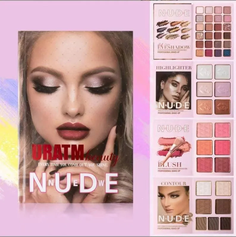 Multifunctional eye shadow plate with matte shimmer blush highlight integrated makeup set in colour U137A