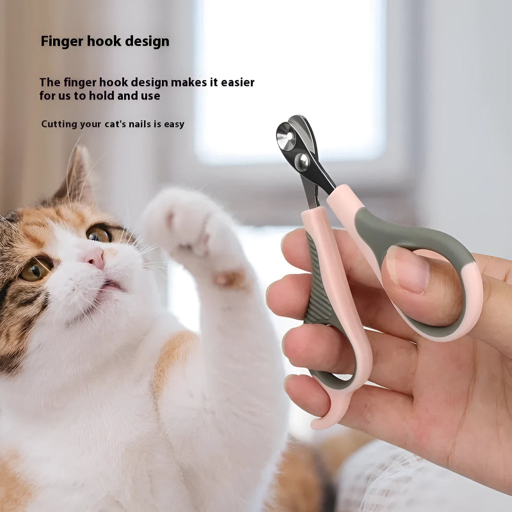 Plastic dog nail clipper with round hole design, 10.5 x 6.9 x 0.9 cm, in Sweet Peach Pink, Haze Blue, or Olive Green