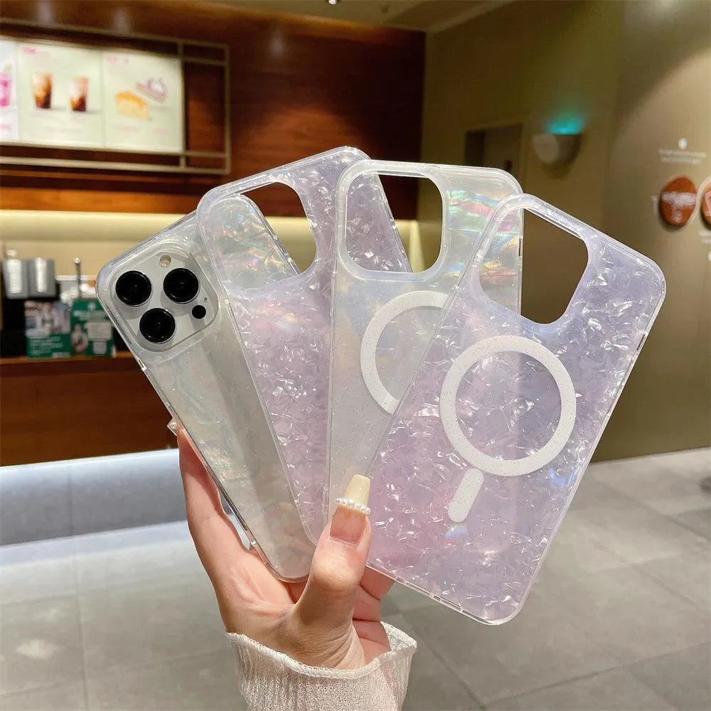 TPU magnetic shell phone case with transparent flash colour finish for iPhone 11-15 Pro Max