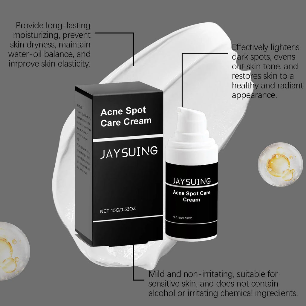 15g container of mild acne cream with tea tree oil and aloe for spot-prone skin
