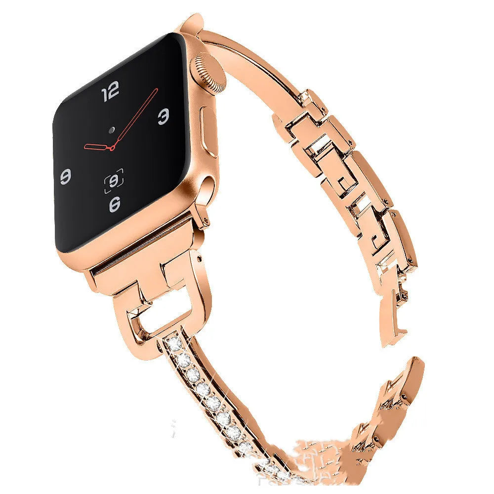 D-shaped diamond pattern metal watch strap for Apple Watch in multiple colour options.